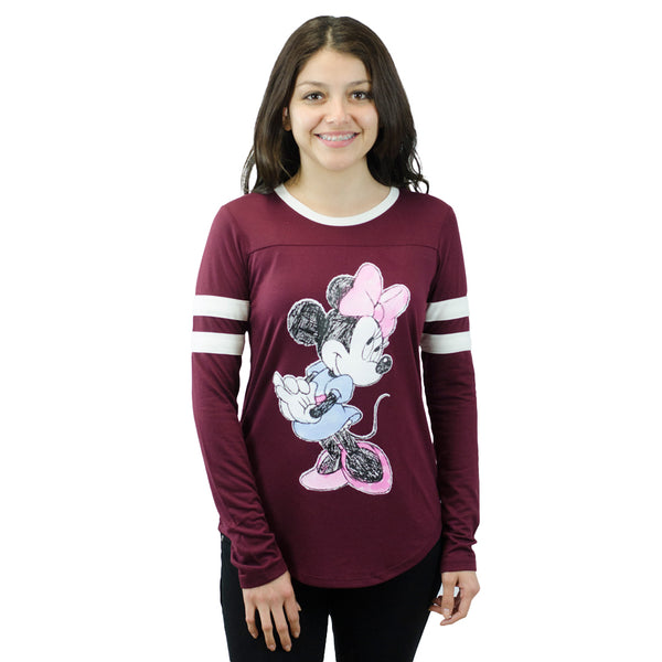 Disney Sketch Minnie Mouse  Burgundy T-shirt