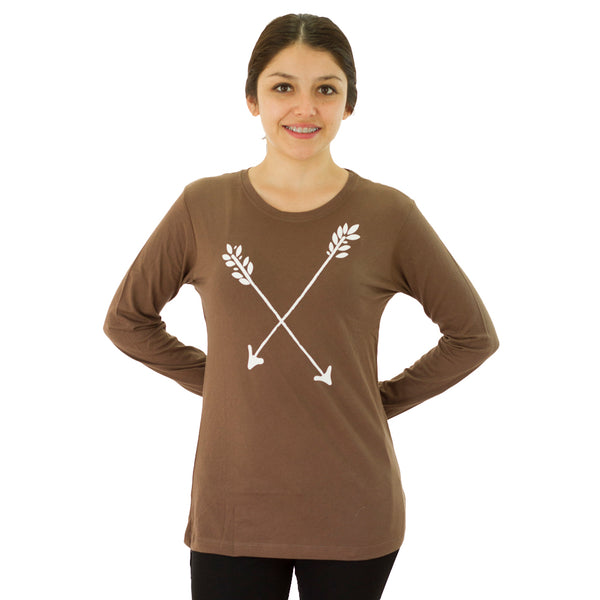 ThreeForTwelve White Arrows Brown T-shirt