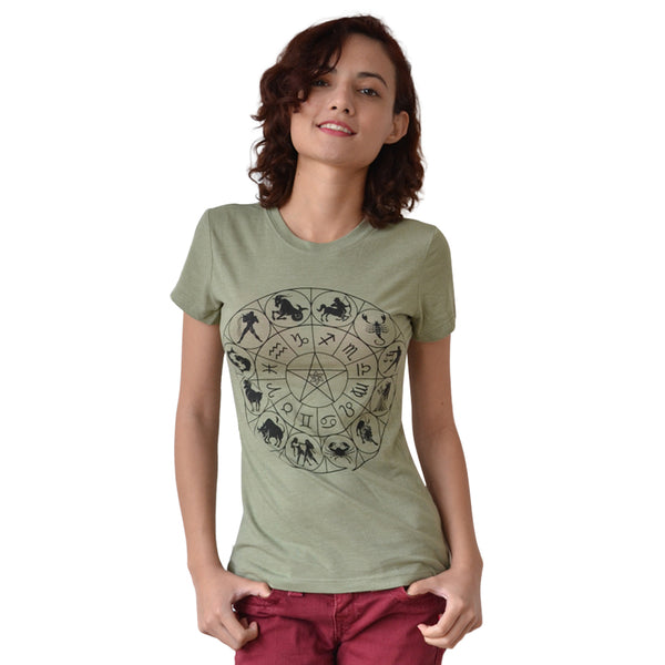 Threefortwelve Zodiac Chart Green T-shirt