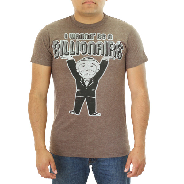 Monopoly I Wanna' Be A Billionaire Brown Graphic T-shirt