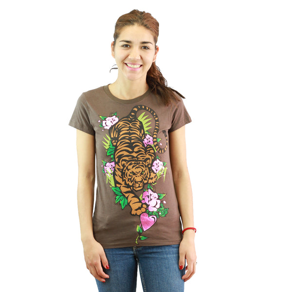 Tiger in Nature Brown T-shirt